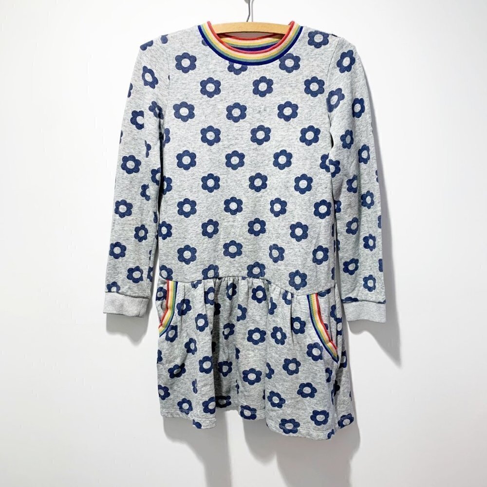 Mini Boden Long Sleeve Floral Sweatshirt Dress Size 11/12 Rainbow